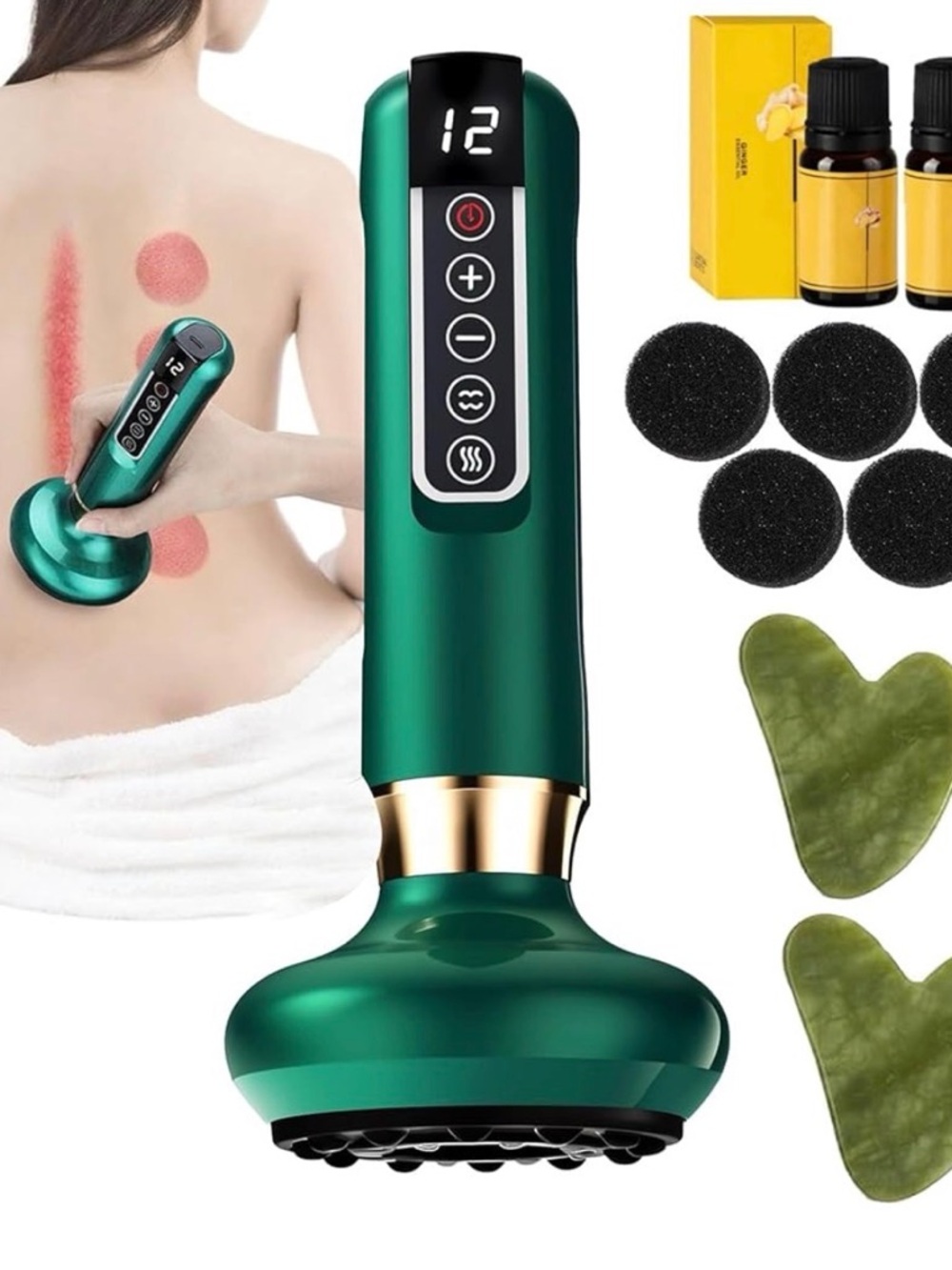 Uojojop Handheld Massage Device for Anti-Cellulite with Gua Sha Tools